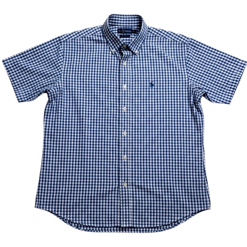 Ralph Lauren‎ Blake Shirt Mens L Blue Green Gingham Plaid 90s Relaxed